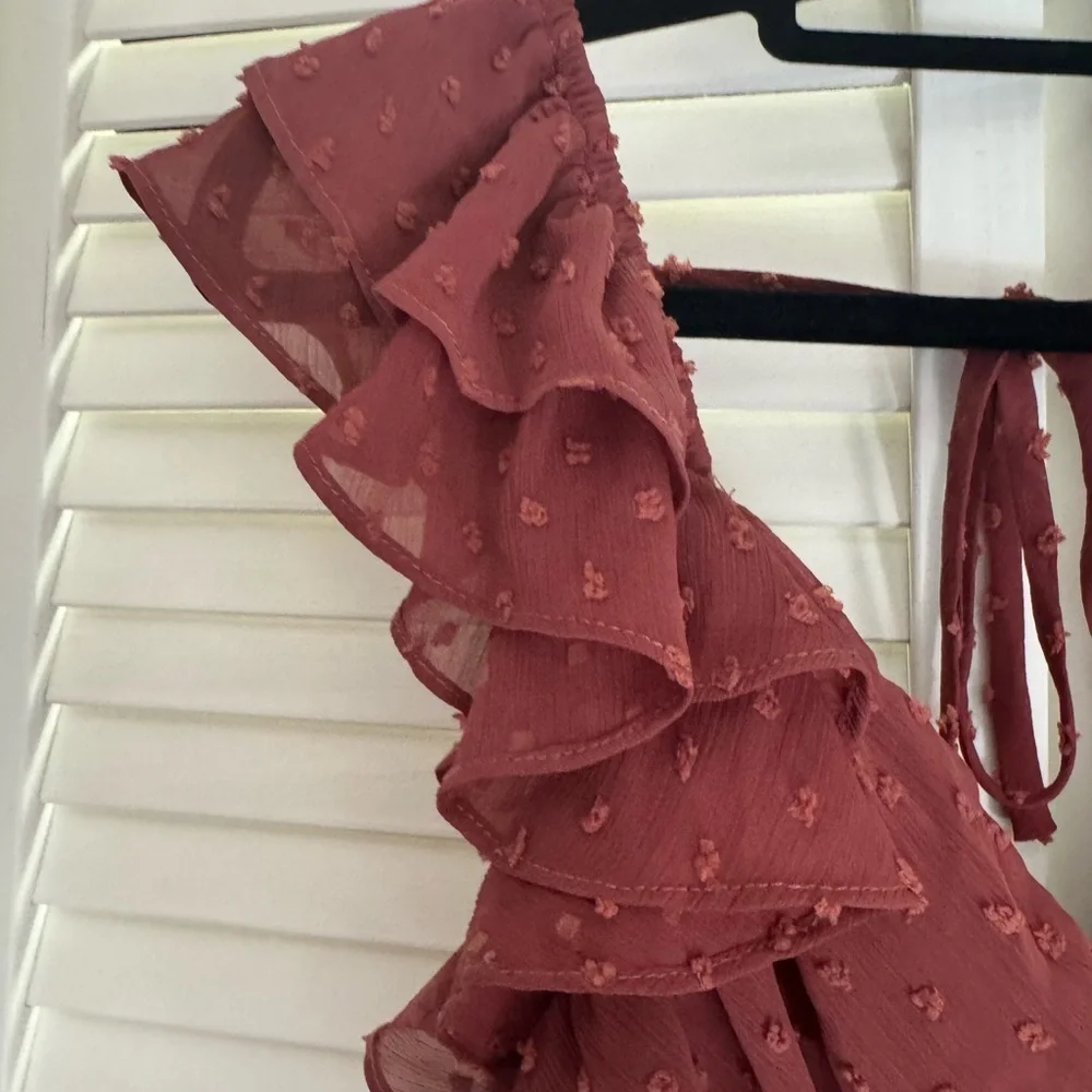 Dee Elly Ruffled Burgundy Dress